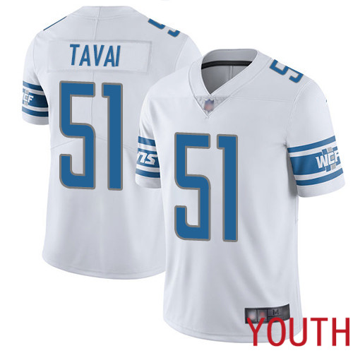 Detroit Lions Limited White Youth Jahlani Tavai Road Jersey NFL Football #51 Vapor Untouchable->youth nfl jersey->Youth Jersey